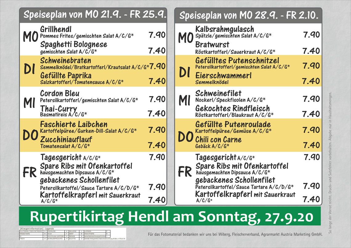 Speiseplan Metzgerei Brandauer